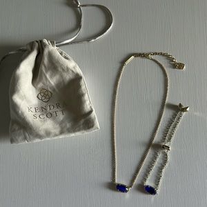 Pre-loved, Kendra Scott set with necklace and bracelet. Blue stone and gold.